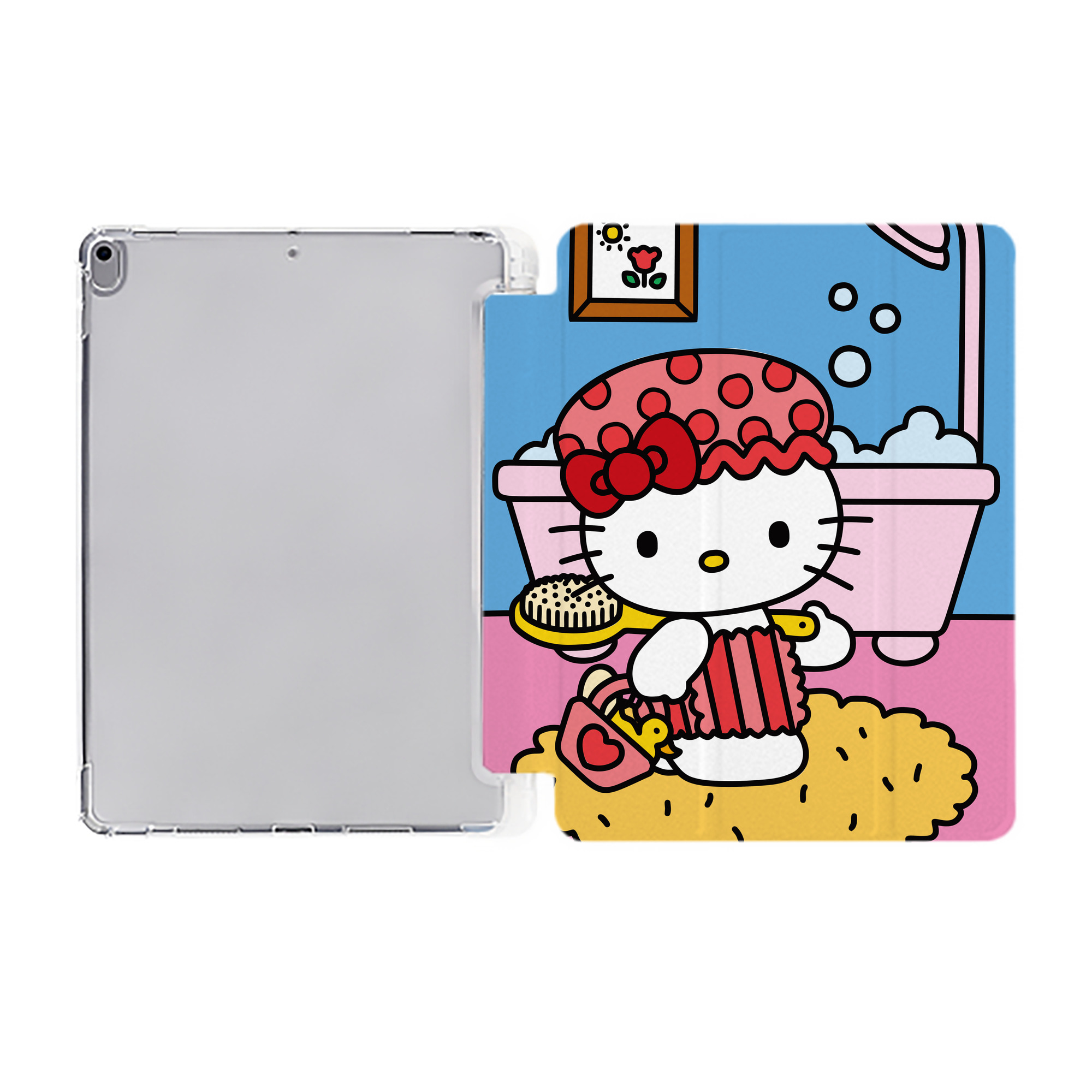 （画像用） Hello Kitty ハローキティ IPad ケース ペン収納付き 三つ折りスタンド PUレザー×シリコン 対応機種9.5/10.5/10.9インチ